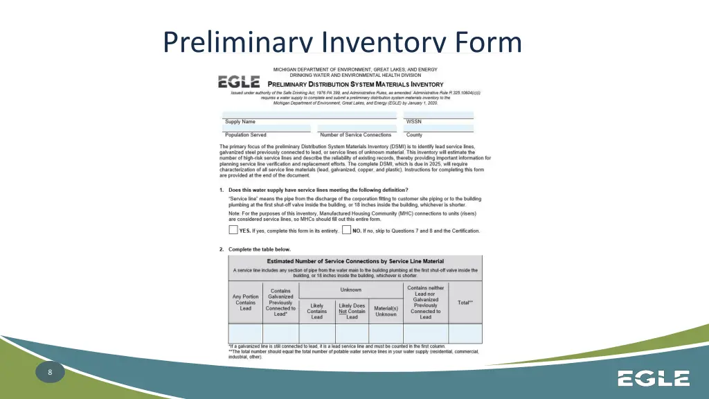 preliminary inventory form