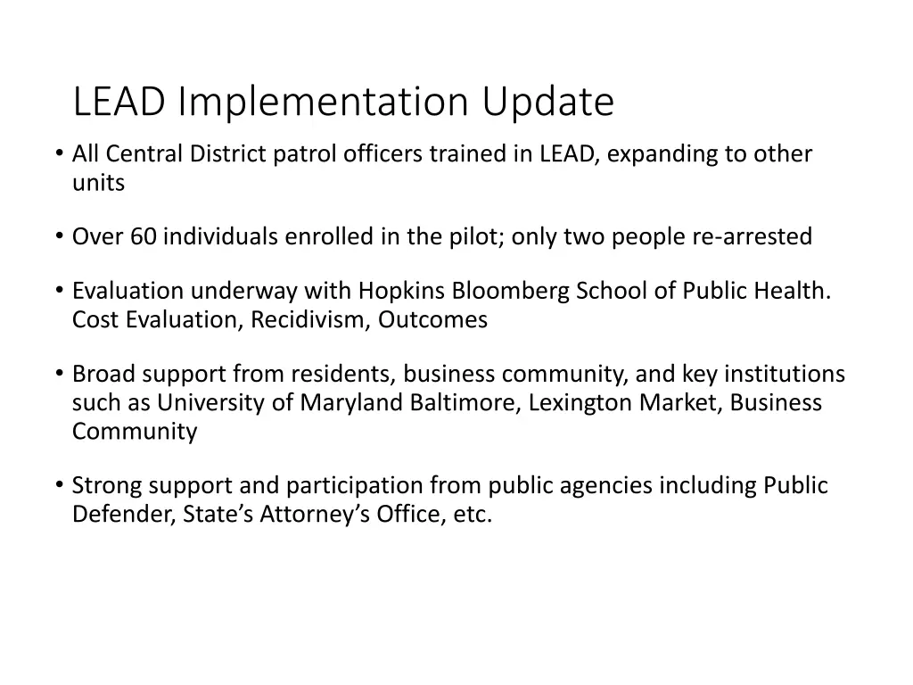 lead implementation update all central district