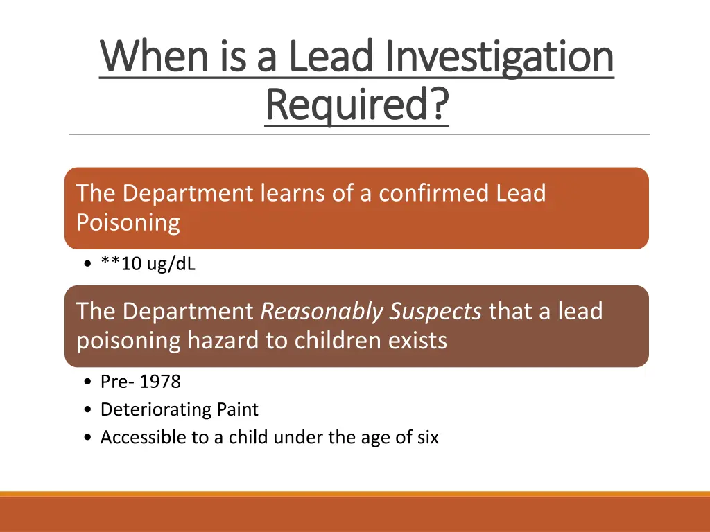 when is a lead investigation when is a lead