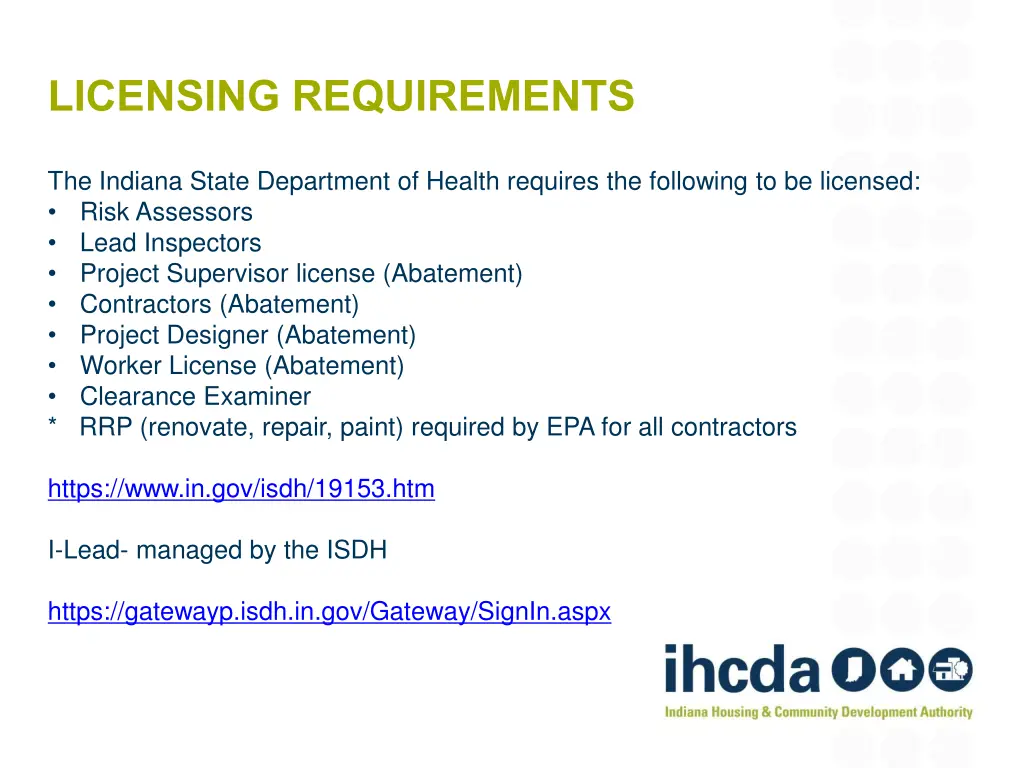 licensing requirements