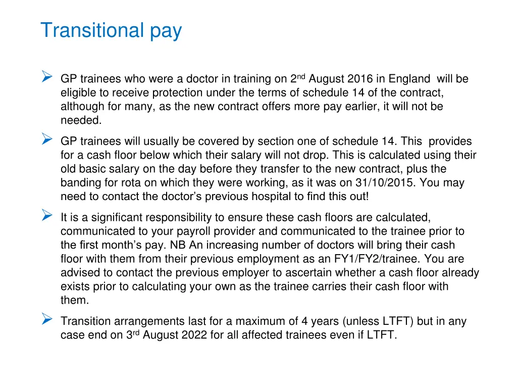 transitional pay