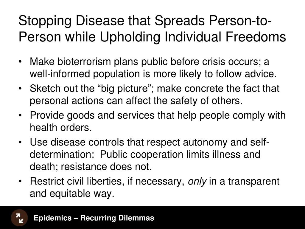 stopping disease that spreads person to person