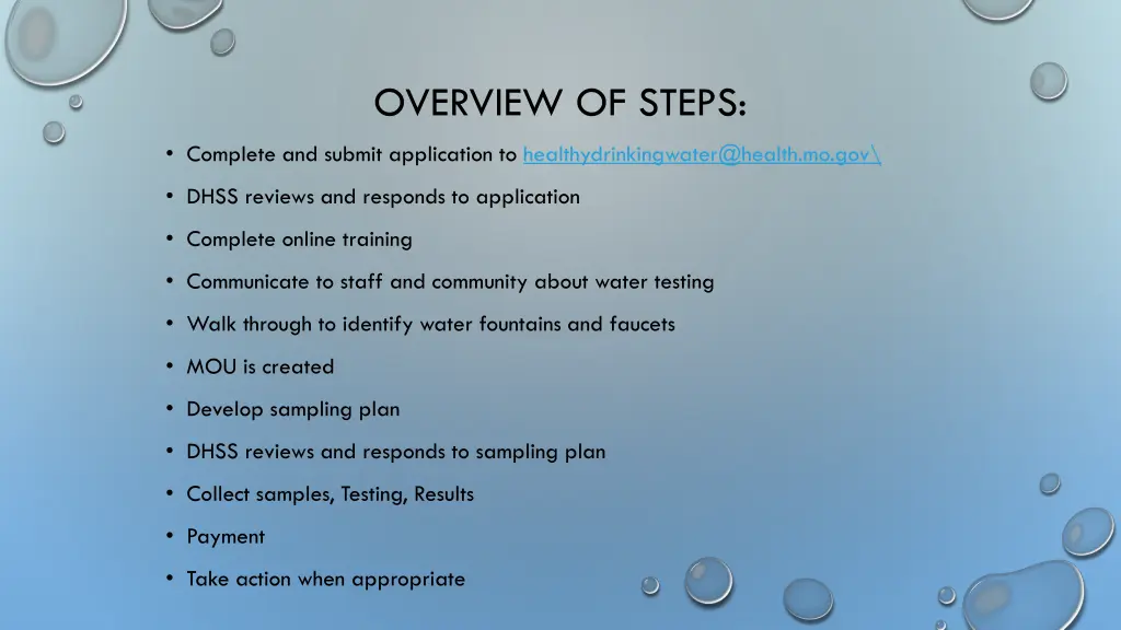 overview of steps