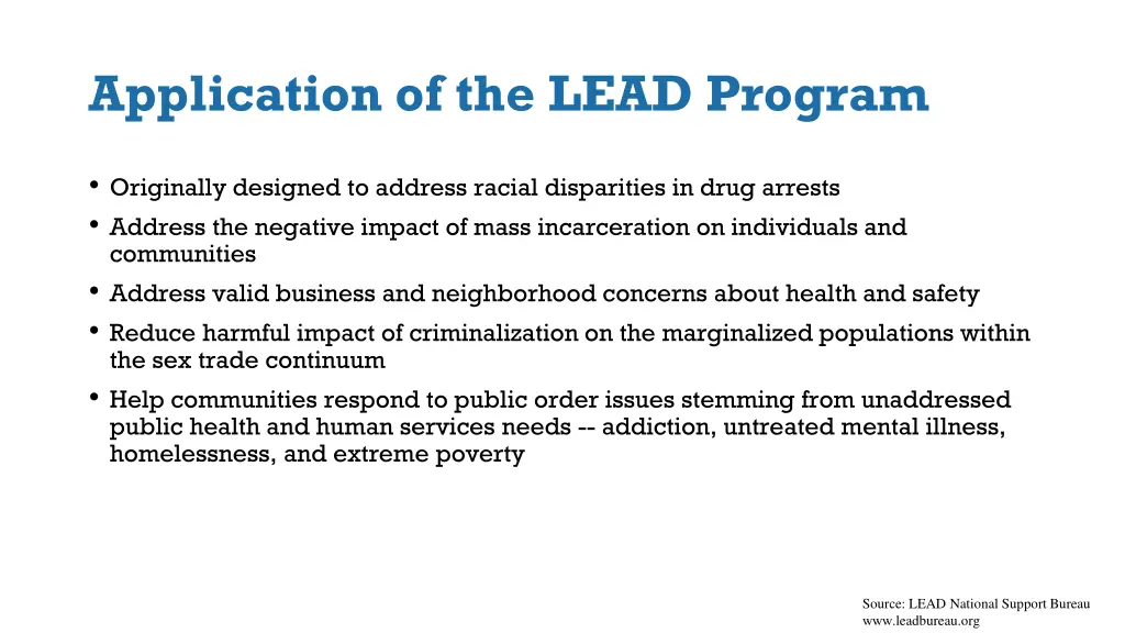 application of the lead program