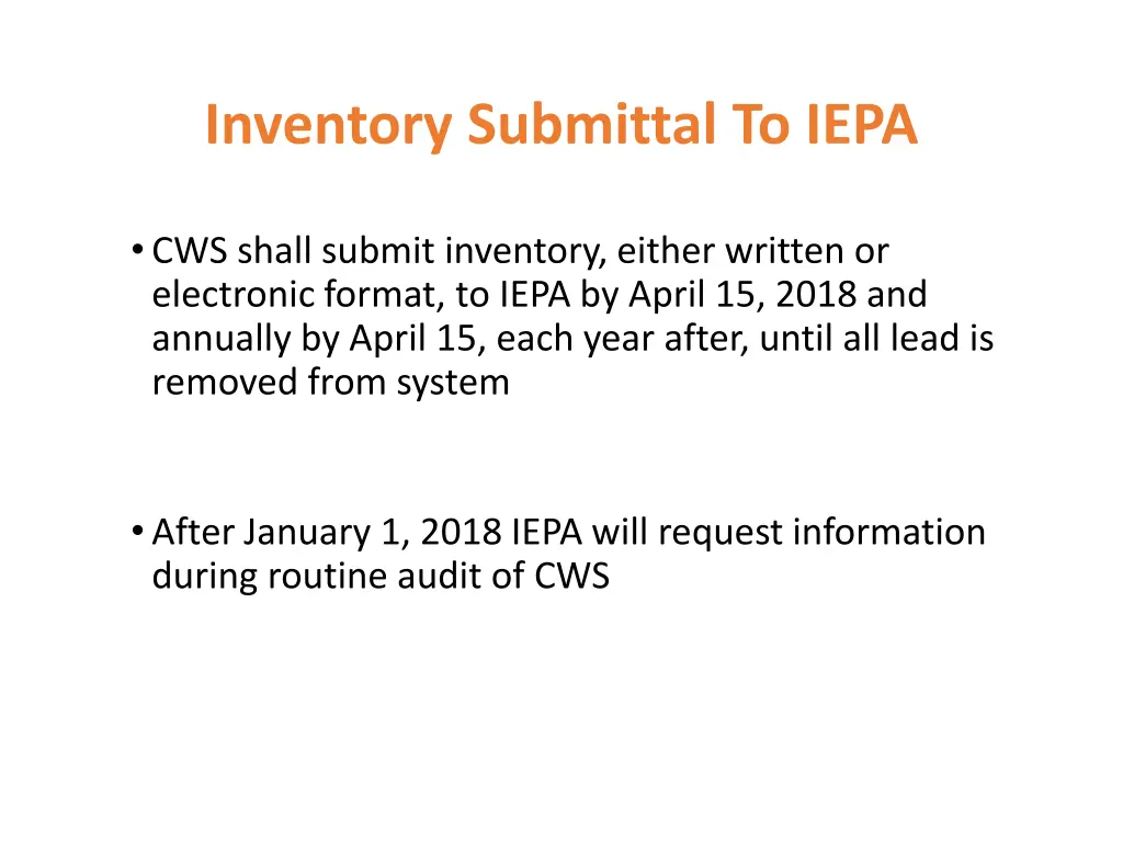 inventory submittal to iepa