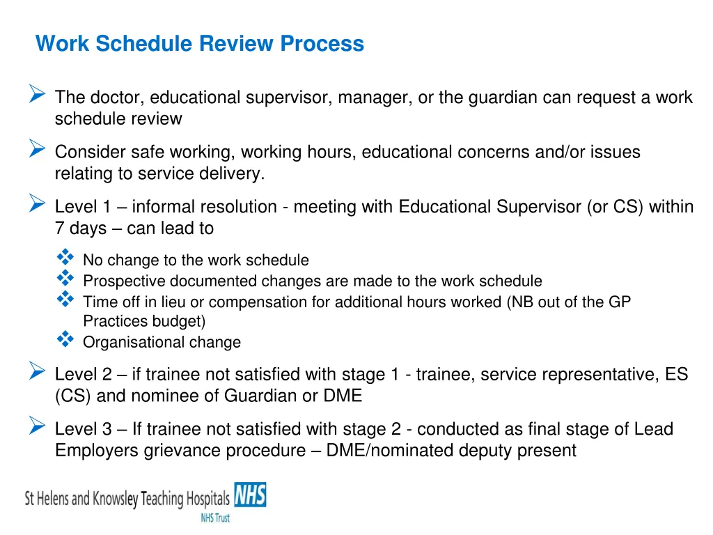 work schedule review process