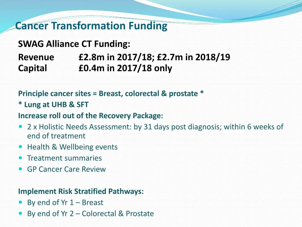 cancer transformation funding