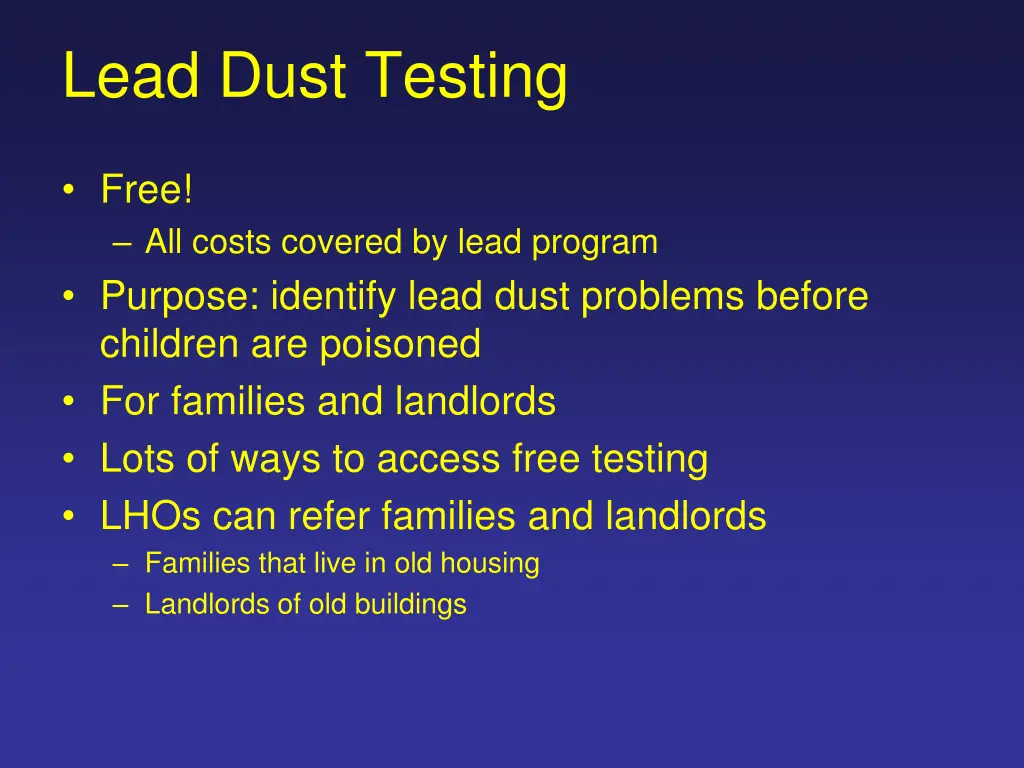 lead dust testing