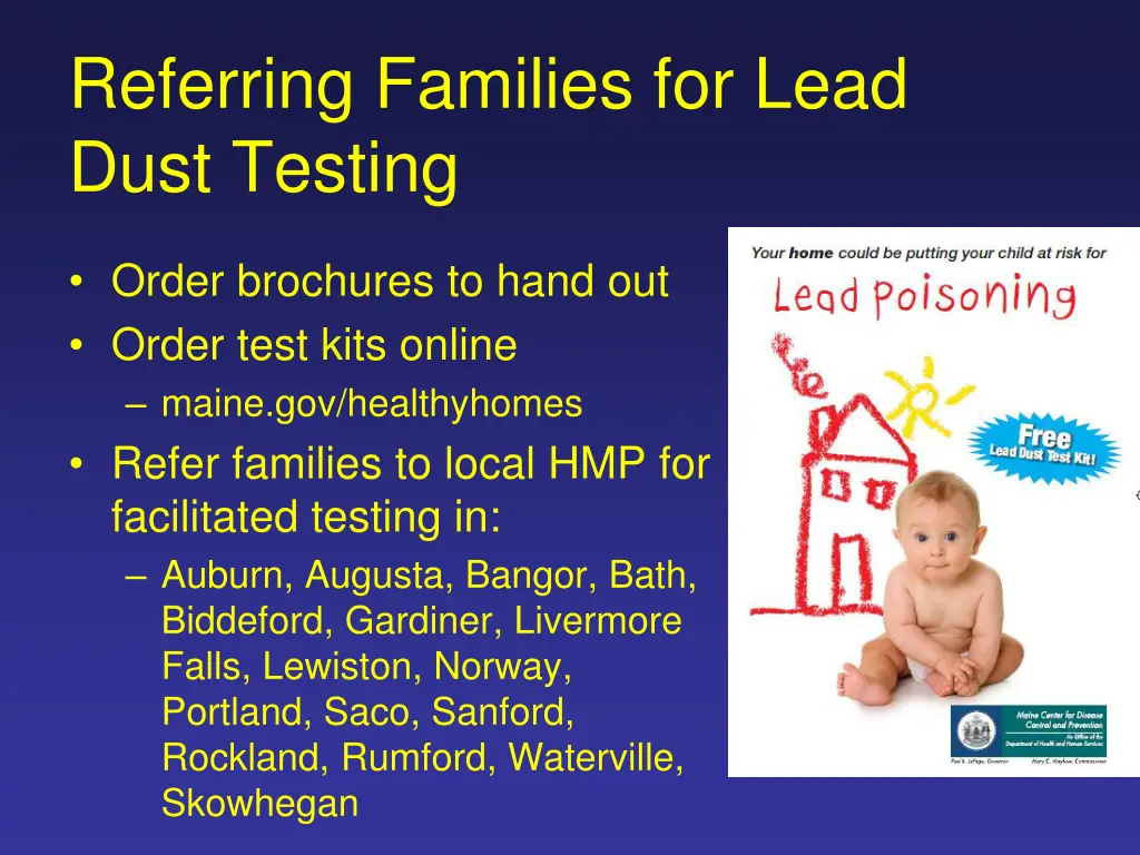 referring families for lead dust testing