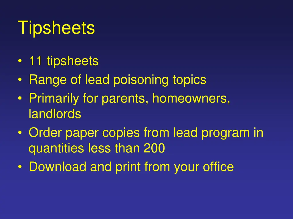 tipsheets