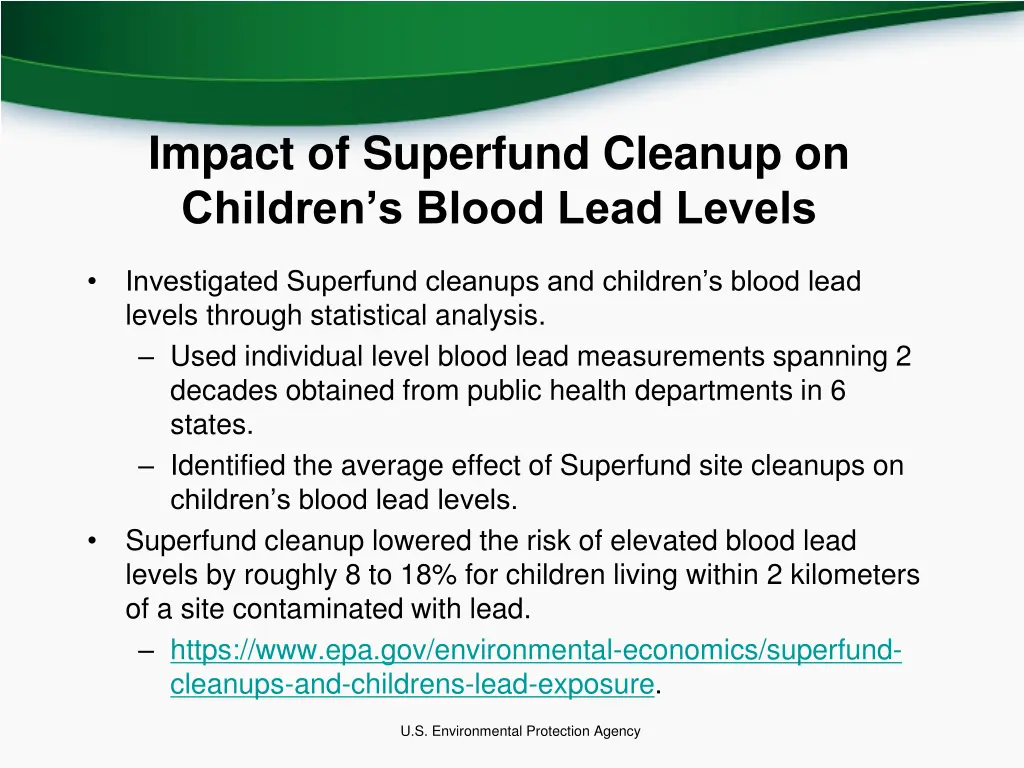 impact of superfund cleanup on children s blood