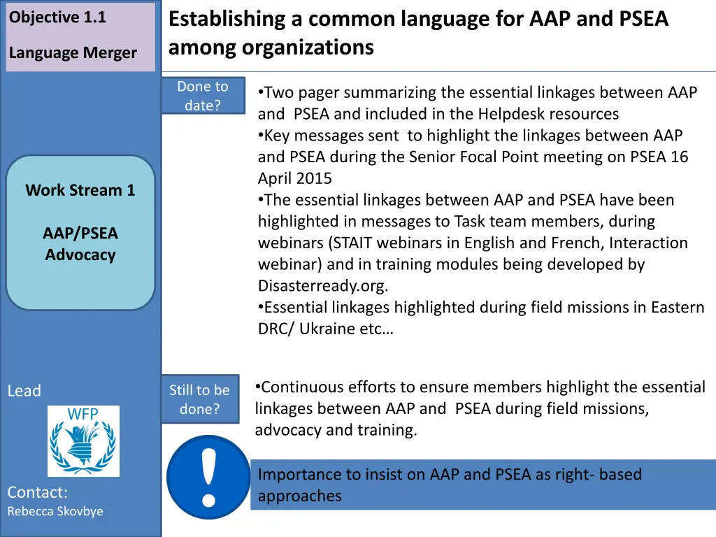 establishing a common language for aap and psea