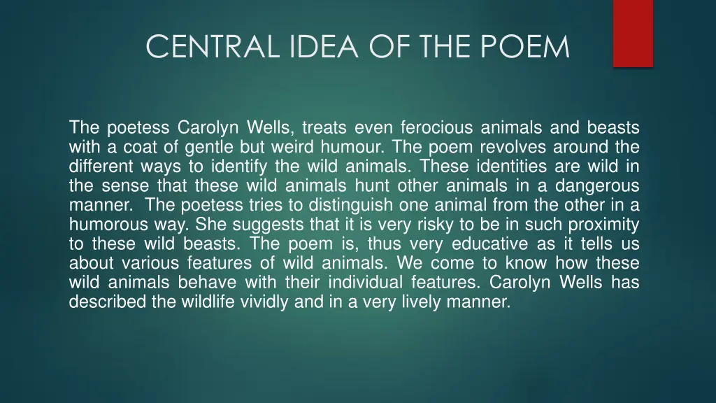 central idea of the poem