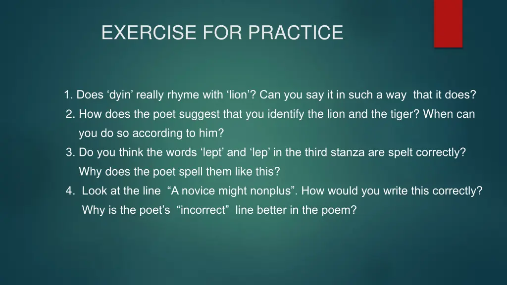 exercise for practice