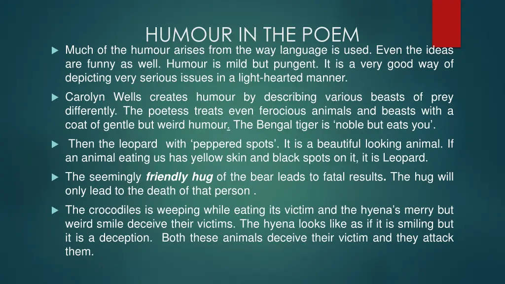 humour in the poem much of the humour arises from