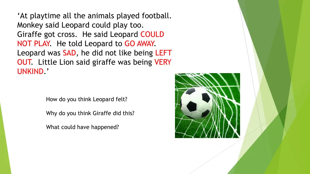 at playtime all the animals played football