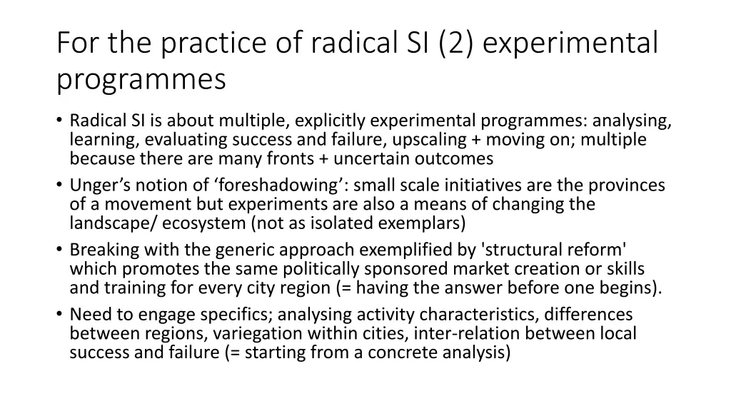 for the practice of radical si 2 experimental