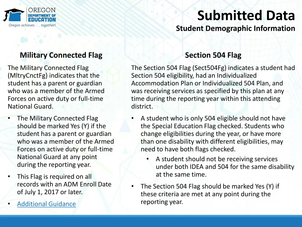 submitted data student demographic information 8