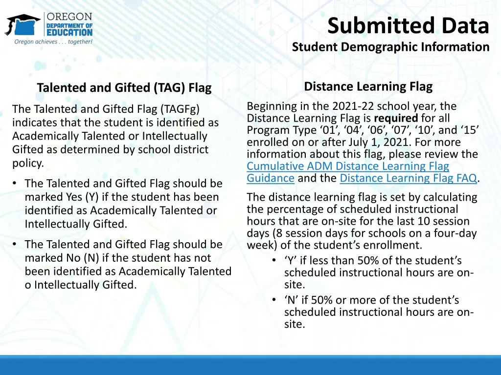 submitted data student demographic information 9