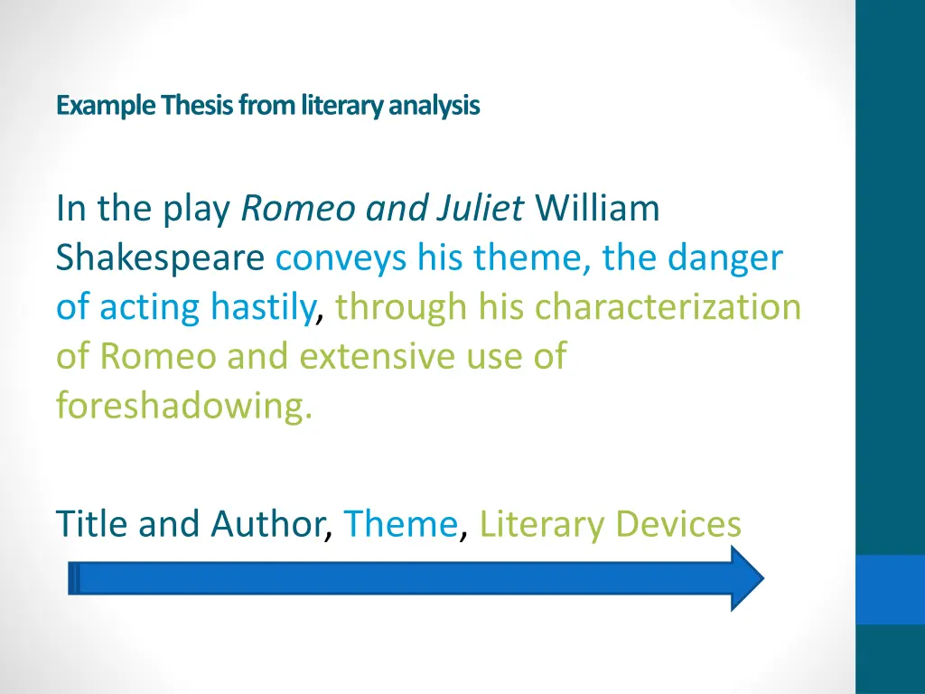 example thesis from literary analysis