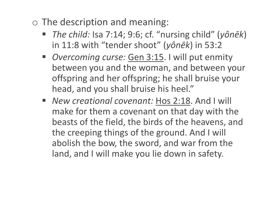 o the description and meaning the child