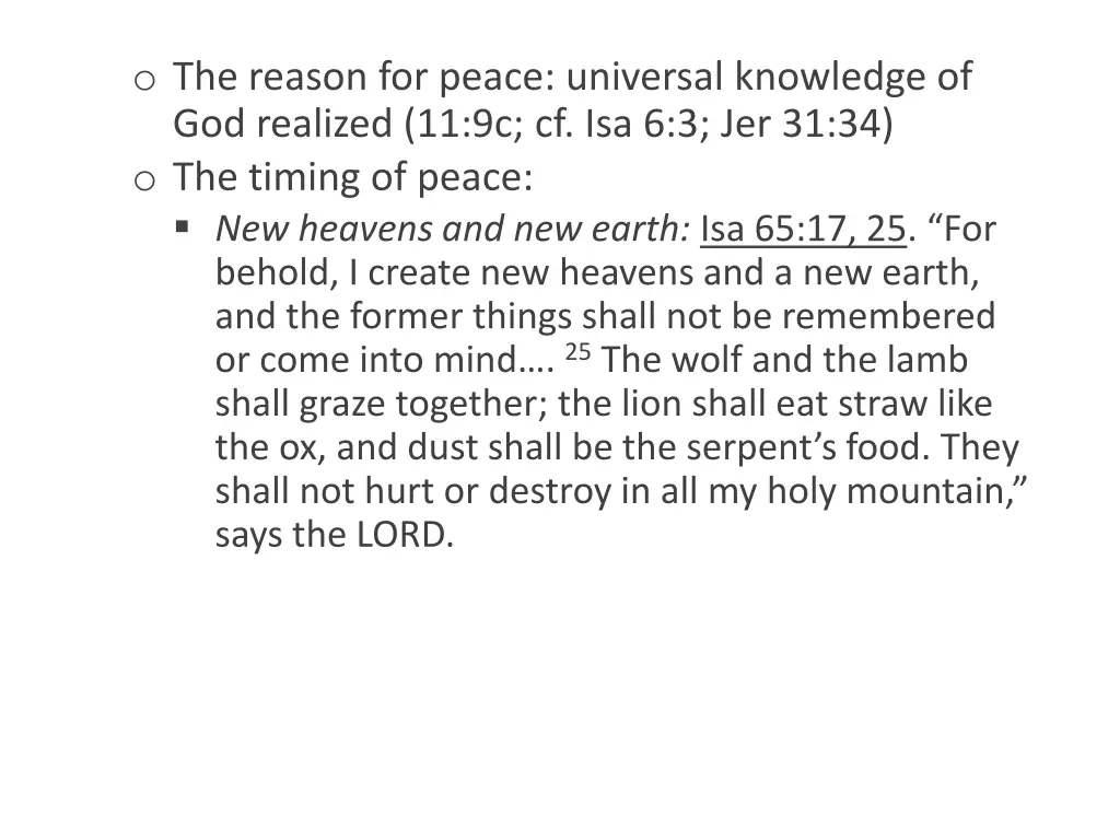 o the reason for peace universal knowledge