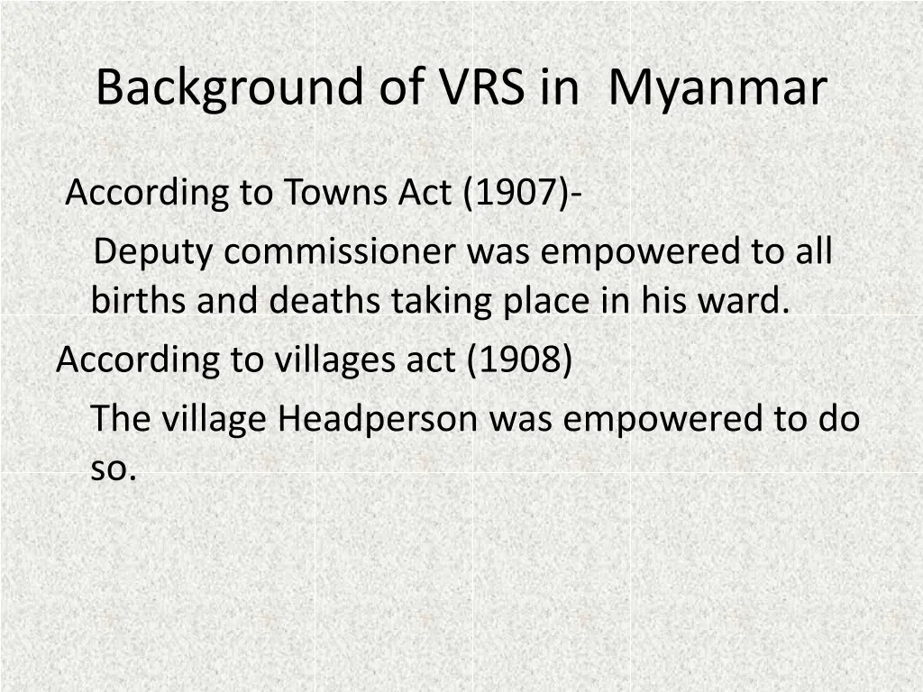 background of vrs in myanmar 1