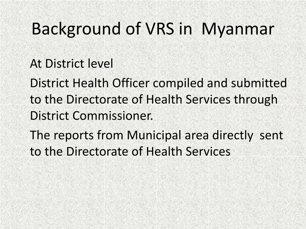 background of vrs in myanmar 2