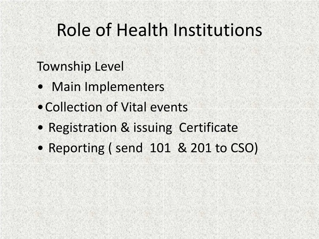 role of health institutions