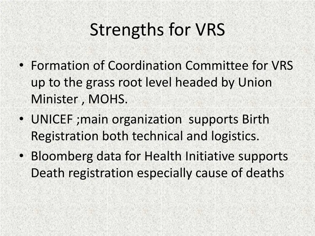 strengths for vrs