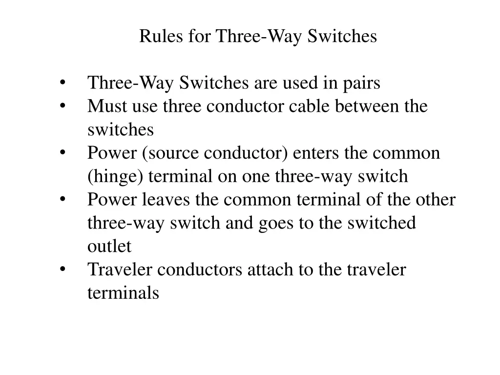 rules for three way switches