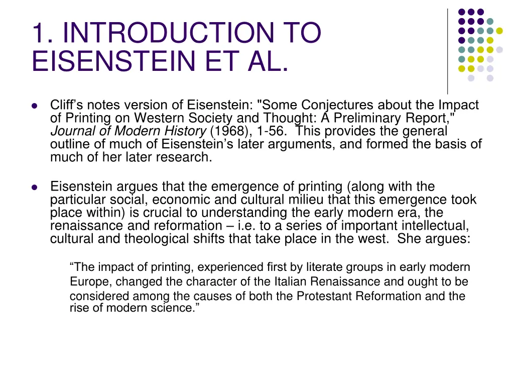 1 introduction to eisenstein et al