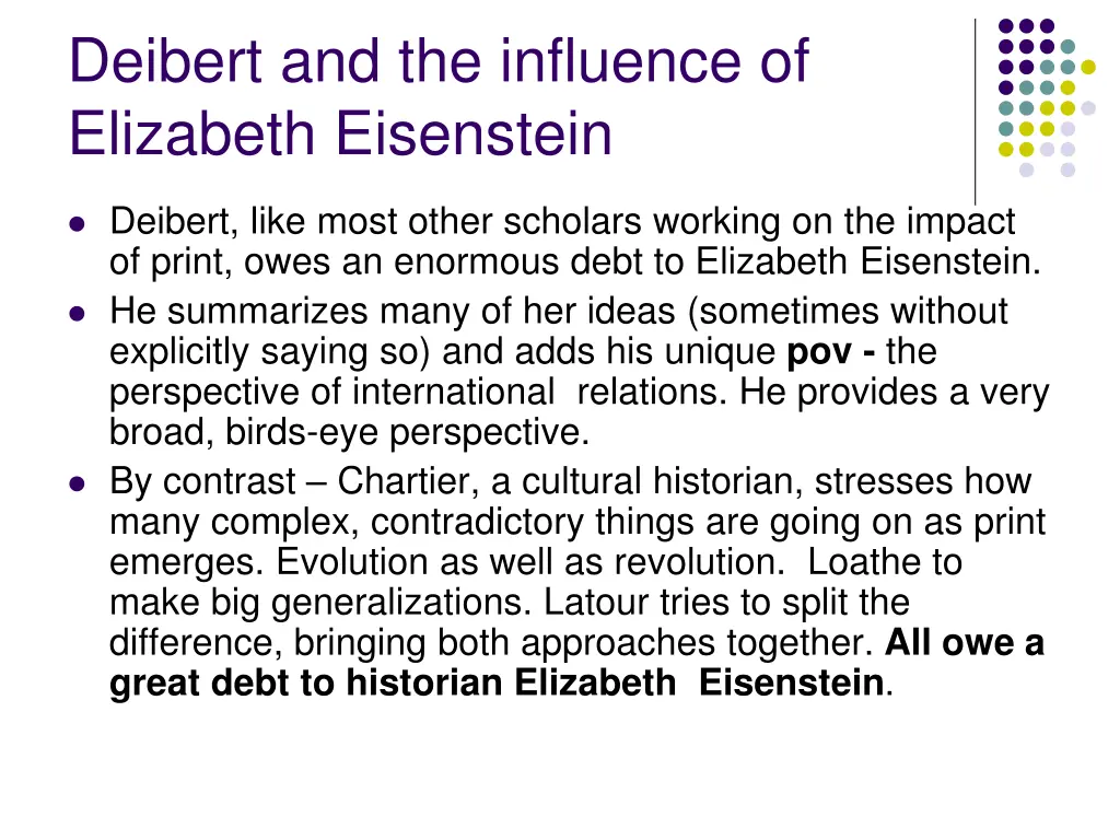 deibert and the influence of elizabeth eisenstein