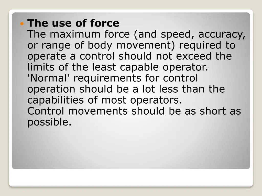 the use of force the maximum force and speed