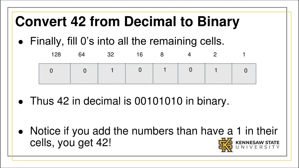 convert 42 from decimal to binary 3