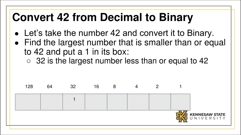 convert 42 from decimal to binary