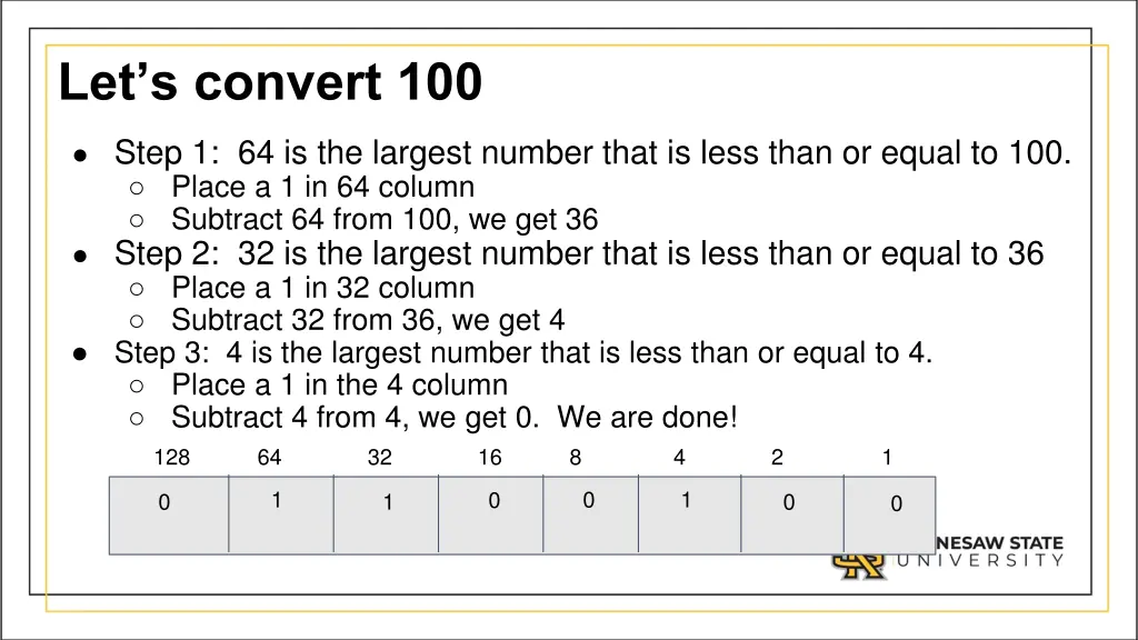 let s convert 100