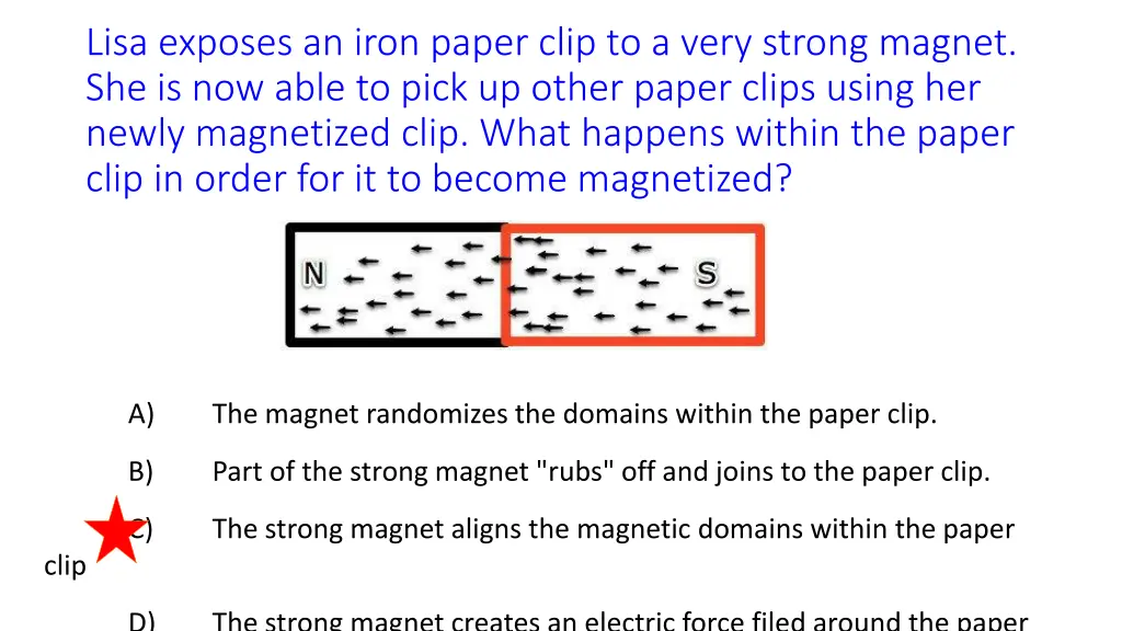 lisa exposes an iron paper clip to a very strong