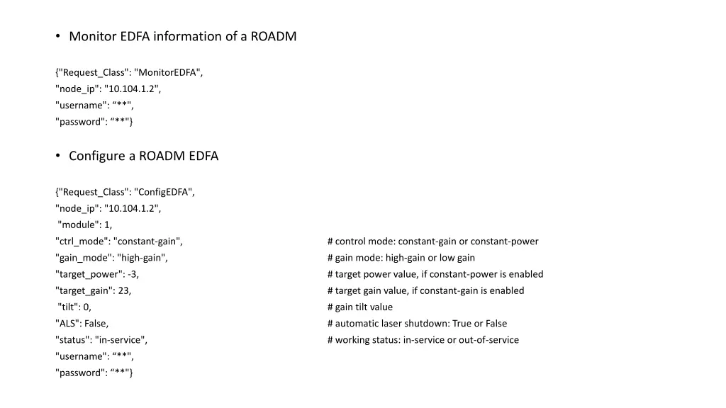 monitor edfa information of a roadm