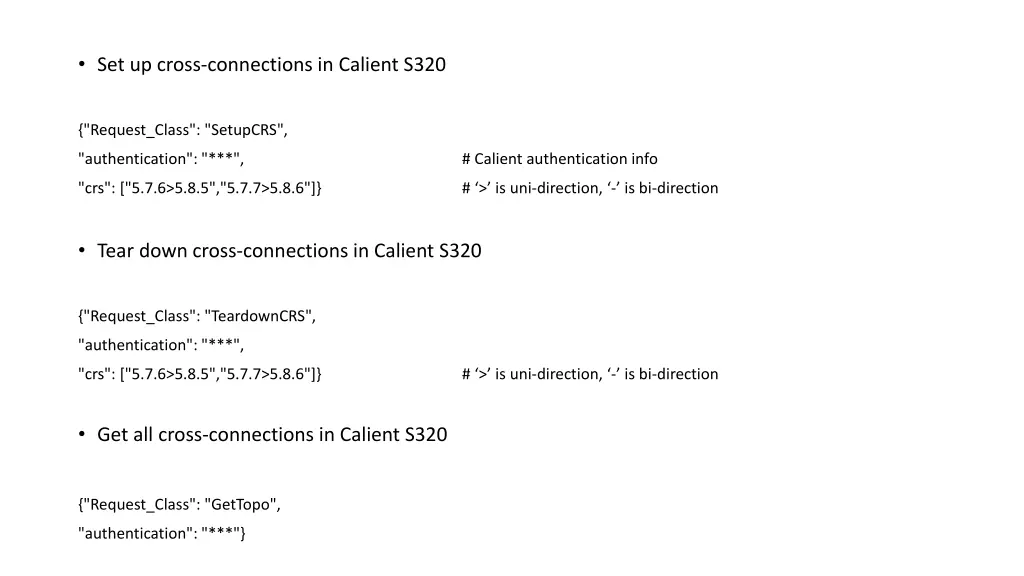 set up cross connections in calient s320