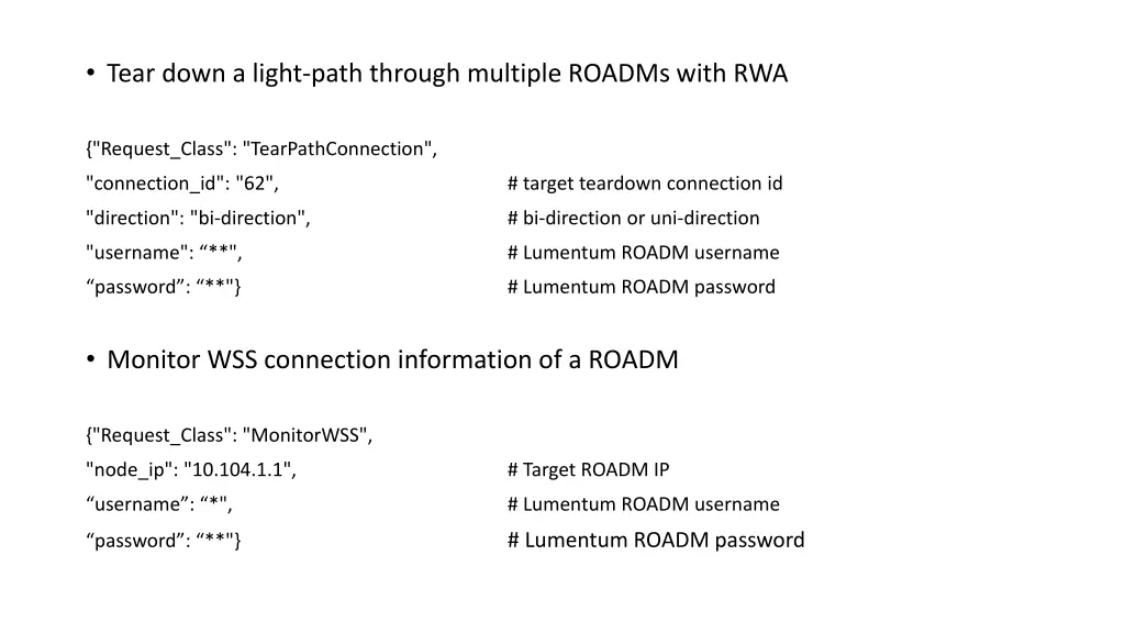 tear down a light path through multiple roadms