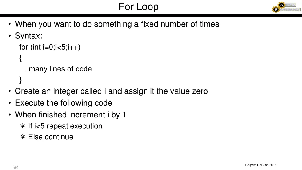 for loop