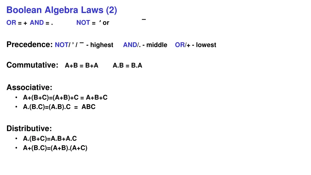 boolean algebra laws 2