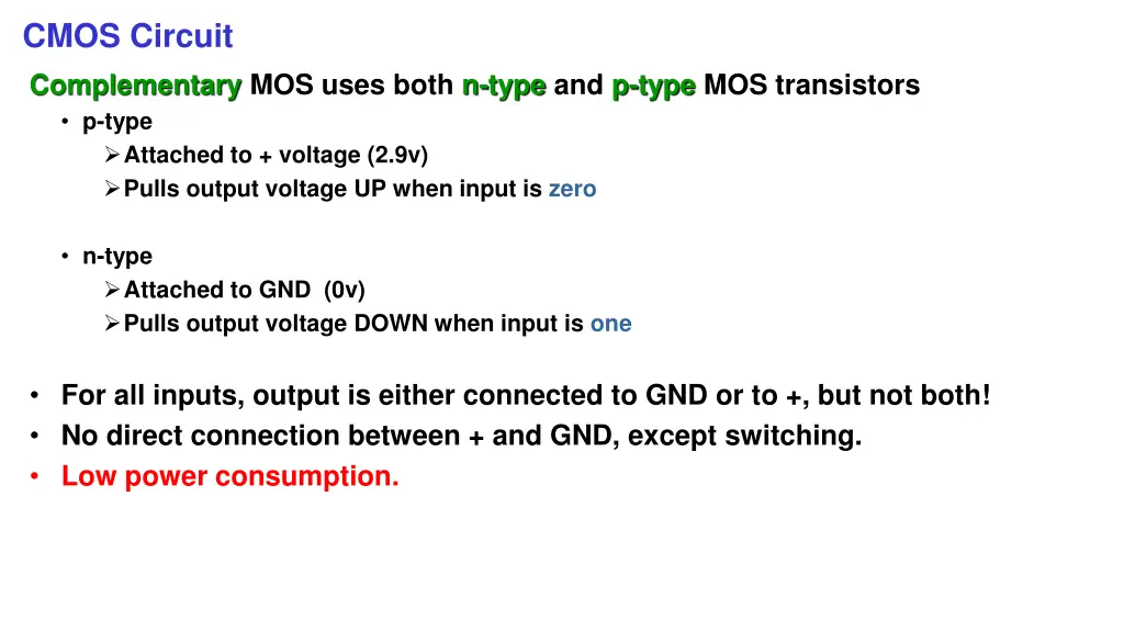 cmos circuit complementary mos uses both n type