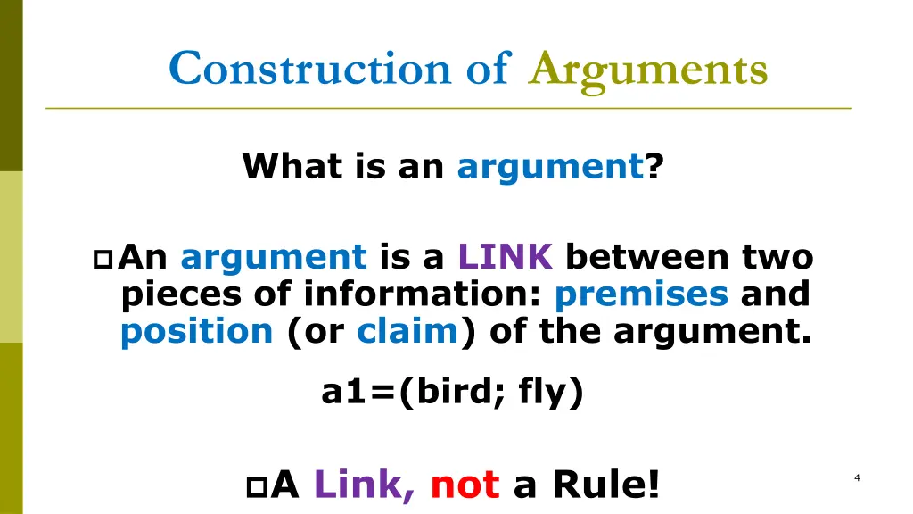 construction of arguments