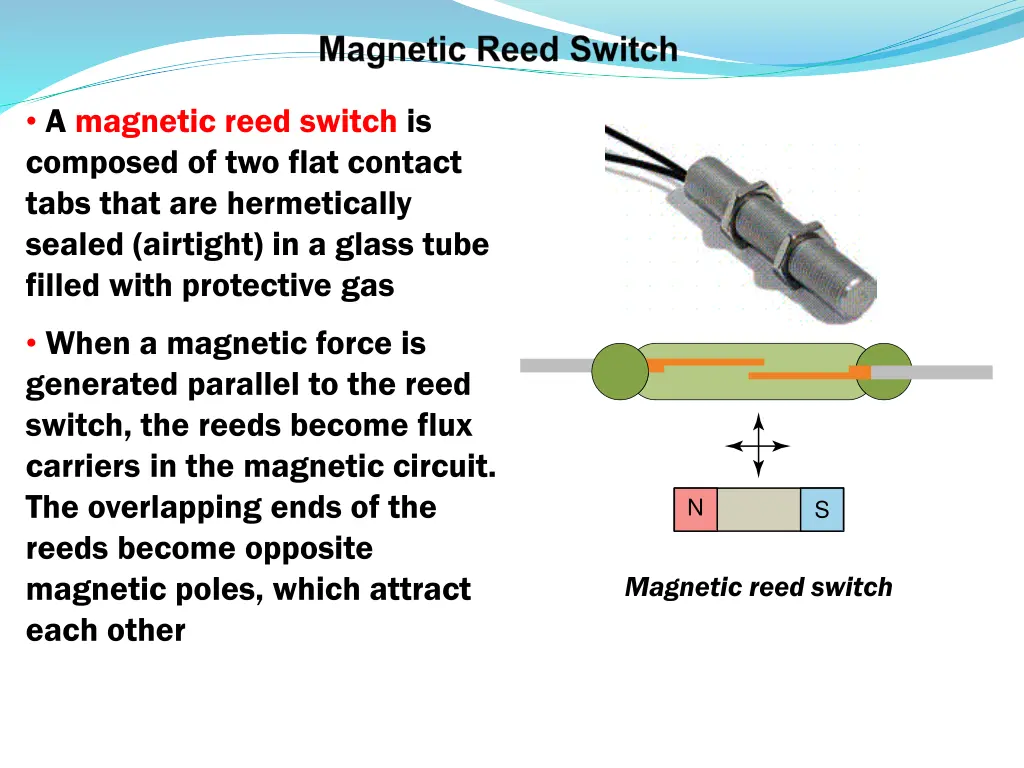 a magnetic reed switch is composed of two flat