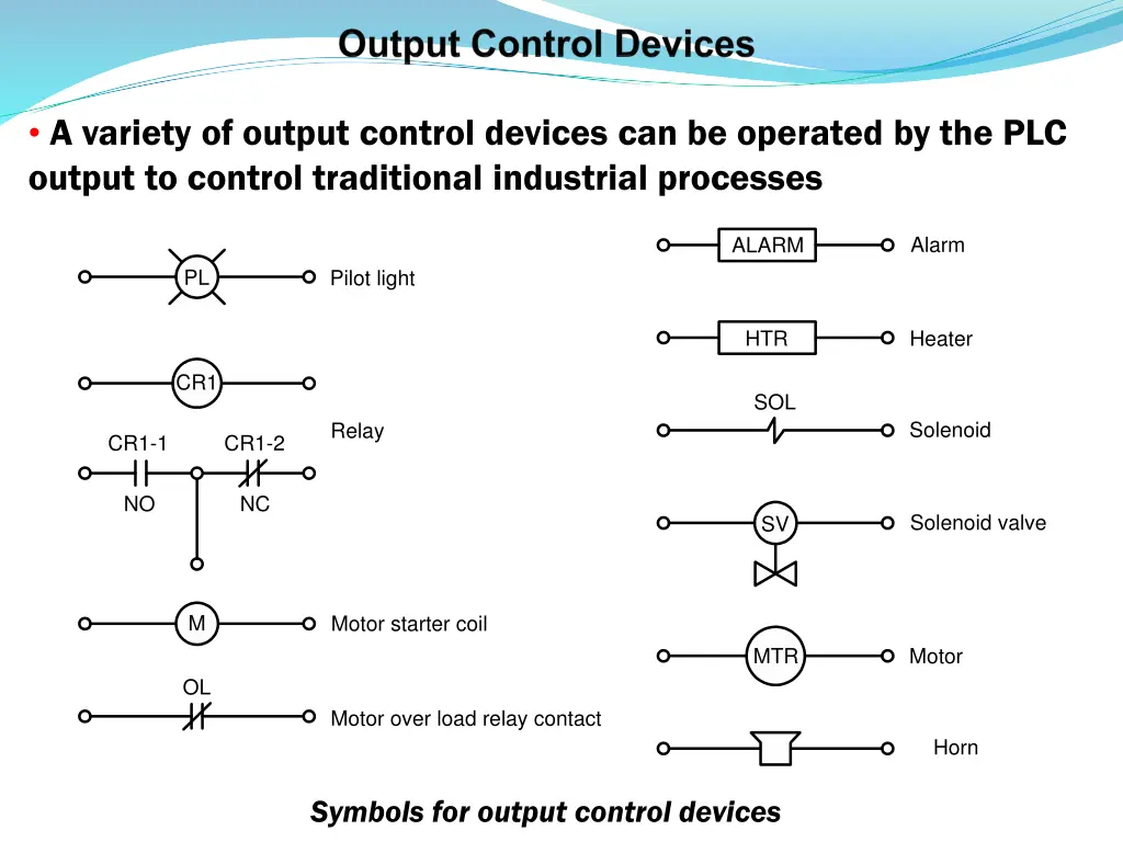 a variety of output control devices