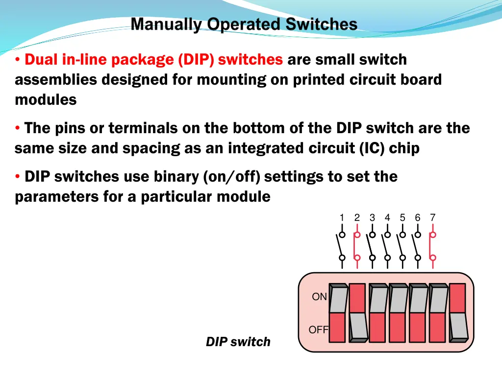 dual in line package dip switches are small