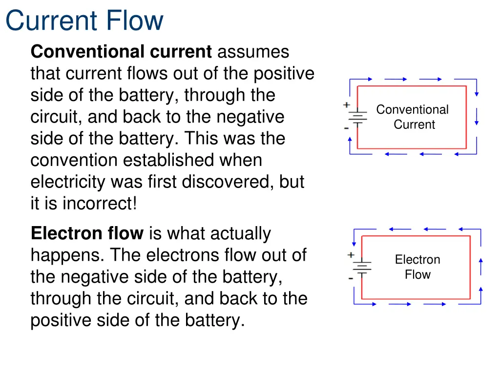 current flow conventional current assumes that