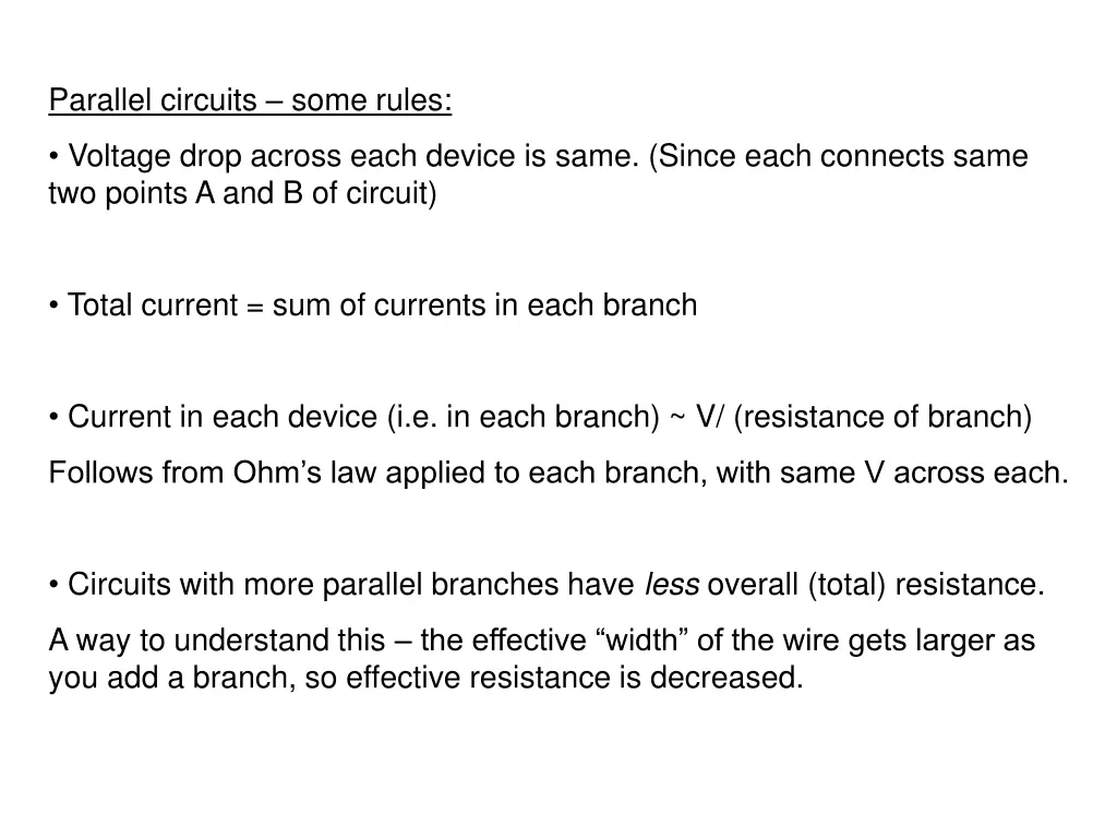 parallel circuits some rules